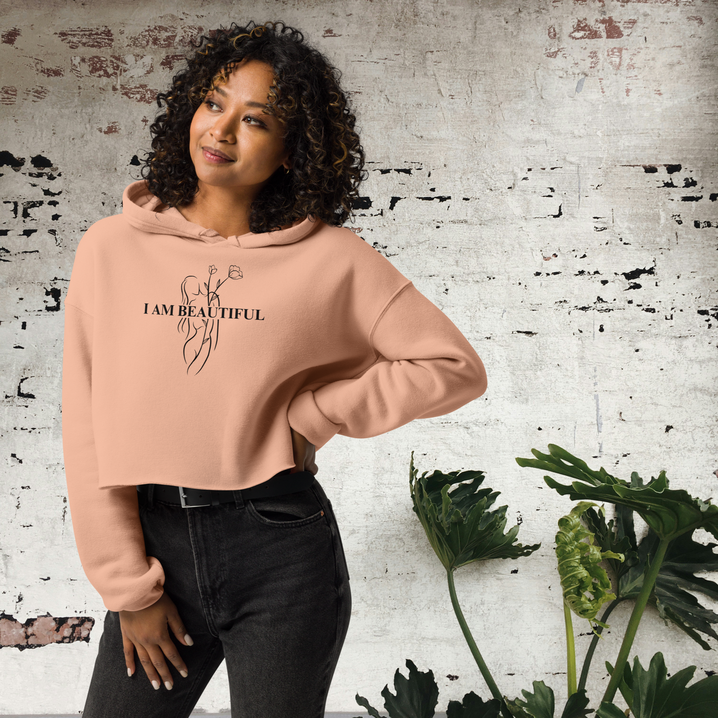 Cute & Cozy Crop Hoodie ~ Peach