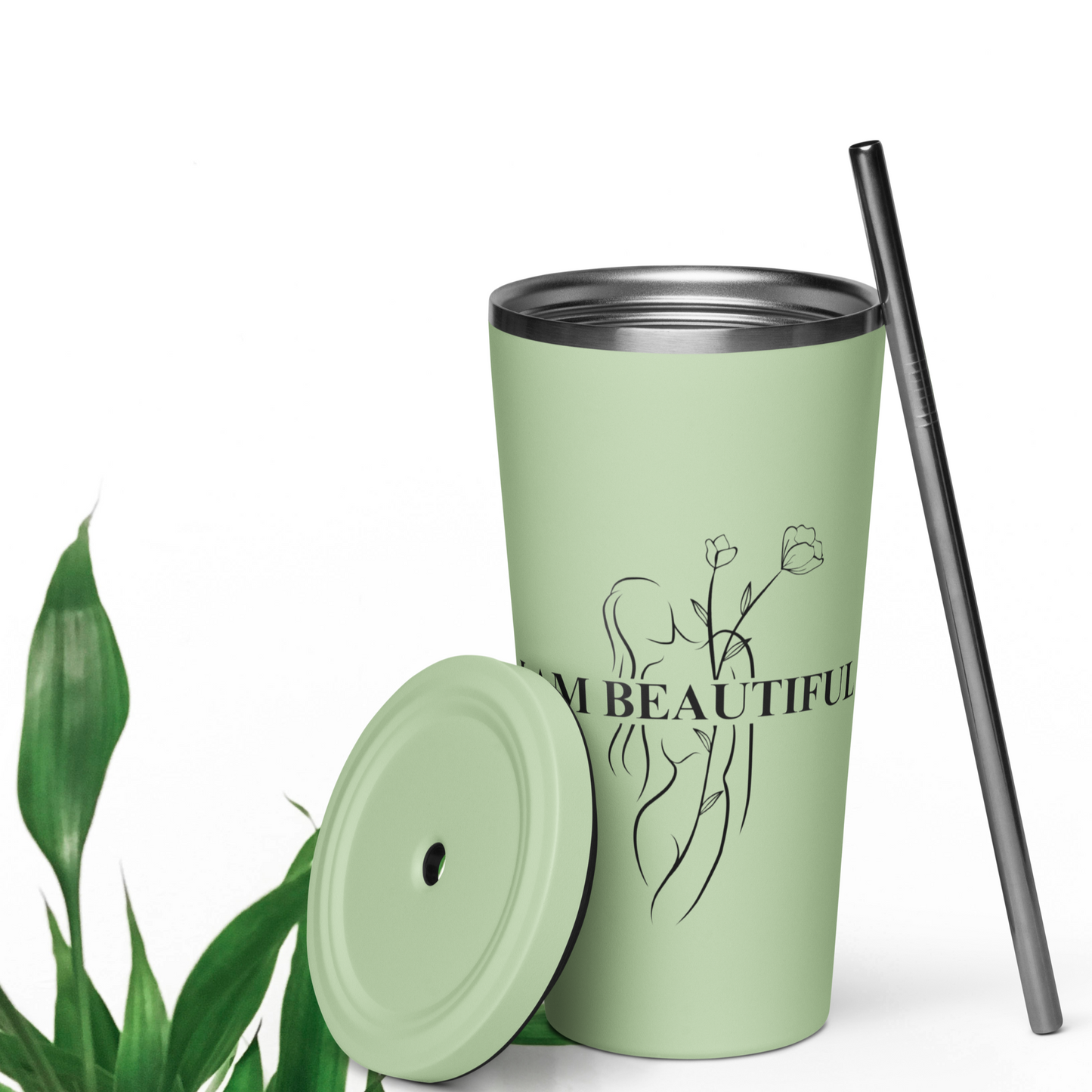 Insulated Tumbler with Metal Straw