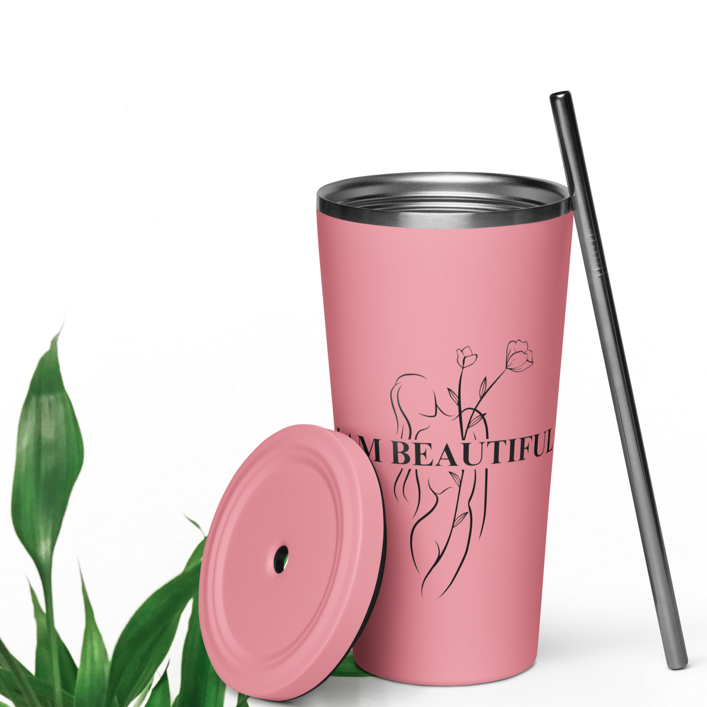 Insulated Tumbler with Metal Straw