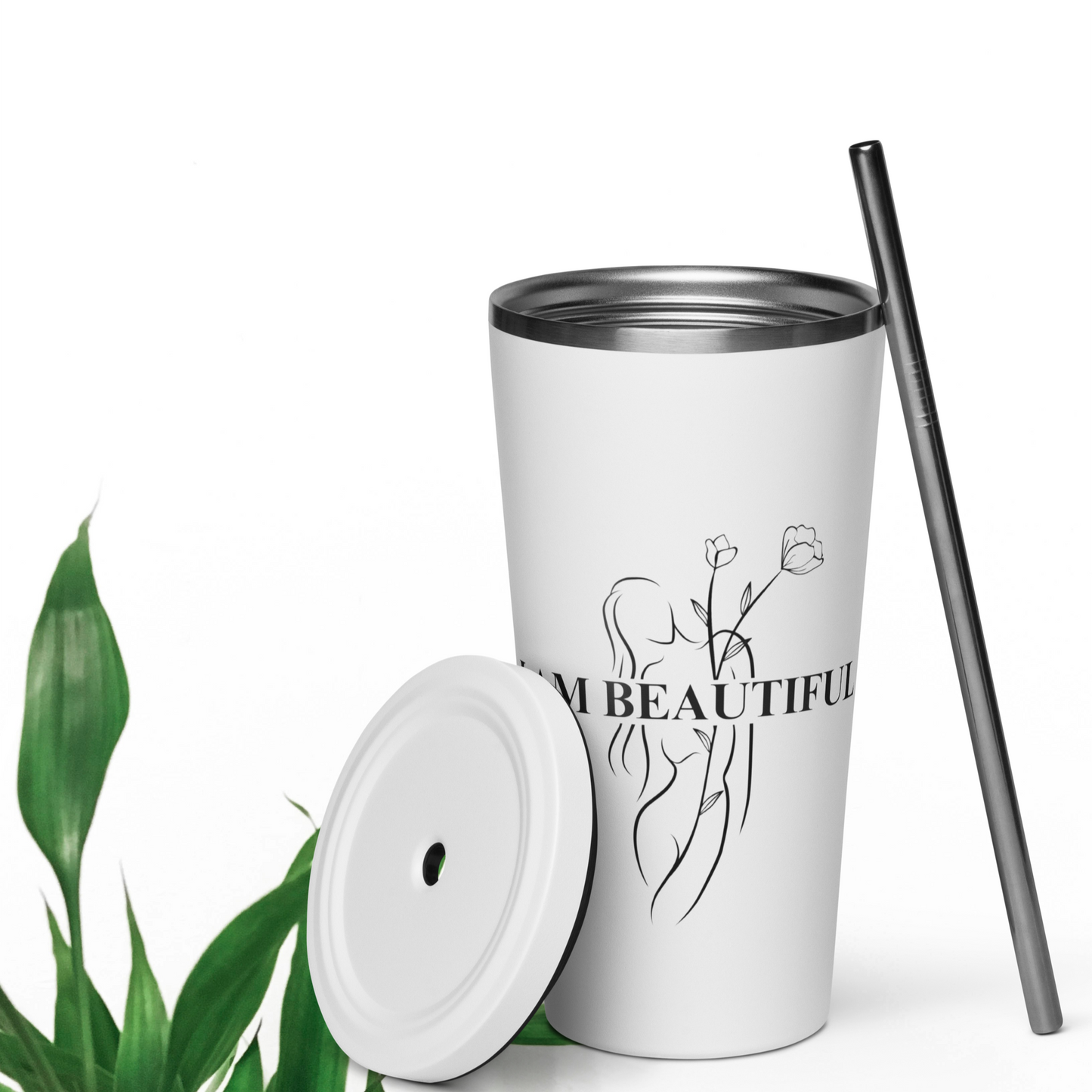 Insulated Tumbler with Metal Straw